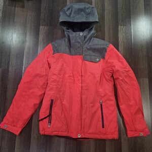 Spyder Sojourn XT.L Bright Pink and Gray Hooded Winter Ski/Snowboard Jacket. 12